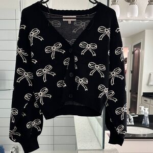 Black Bow Patterned Women's Sweater